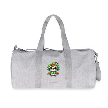 Funny Christmas Sloth Christmas Tree Cartoon - Recycled Canvas Sports Bag by Stanley/Stella - heather grey - Front