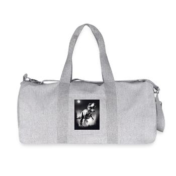Schwarz-weißer T-Rex - Recycelte Canvas-Sporttasche von Stanley/Stella - Grau meliert - Vorne