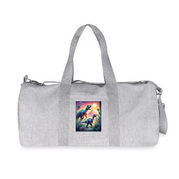 Epische bunte Dinosaurier und Sonnenuntergang - Recycelte Canvas-Sporttasche von Stanley/Stella - Grau meliert - Vorne