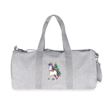 Unicorn Christmas Christmas Teddy Child Kids - Recycled Canvas Sports Bag by Stanley/Stella - heather grey - Front