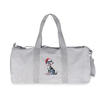 Greyhound Noël Lumières Noël Chiens Cadeaux pour hommes - Sac de sport en toile recyclée Stanley/Stella - gris chiné - Devant