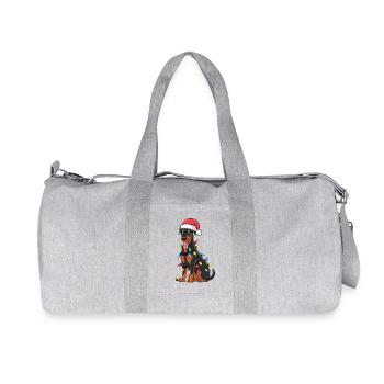 Doberman Pinscher Christmas Lights Xmas Dogs Gifts - Recycled Canvas Sports Bag by Stanley/Stella - heather grey - Front