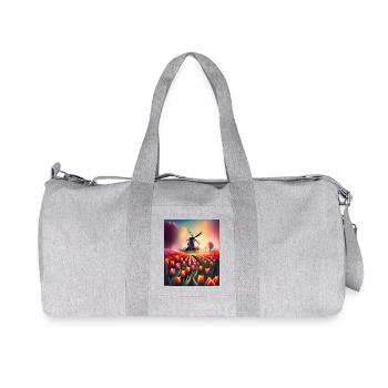 Tulip farm in Amsterdam Netherlands - Recycled Canvas Sports Bag by Stanley/Stella - heather grey - Front