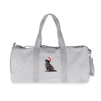 Flat Coated Retriever Christmas Lights Xmas Dogs - Recycled Canvas Sports Bag by Stanley/Stella - heather grey - Front