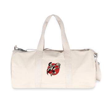 Spartan warrior with ball playing soccer - Recycled Canvas Sports Bag by Stanley/Stella - natural - Front