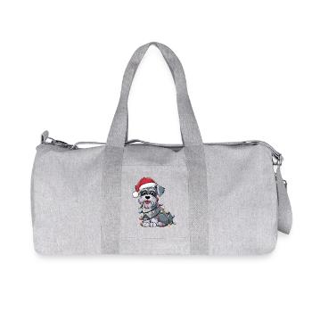 Miniature Schnauzer Christmas Lights Xmas Dogs - Recycled Canvas Sports Bag by Stanley/Stella - heather grey - Front