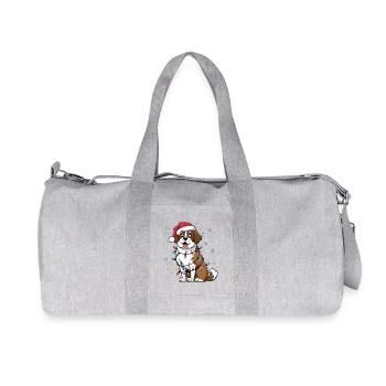 Saint Bernard Christmas Lights Xmas Dogs Gifts - Recycled Canvas Sports Bag by Stanley/Stella - heather grey - Front