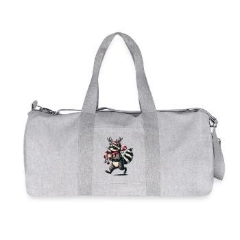 Weihnachtlicher Waschbär Mit Geschenk - Recycelte Canvas-Sporttasche von Stanley/Stella - Grau meliert - Vorne