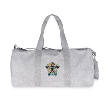 Weihnachtlicher Gym Elf Mit Hanteltraining - Recycelte Canvas-Sporttasche von Stanley/Stella - Grau meliert - Vorne