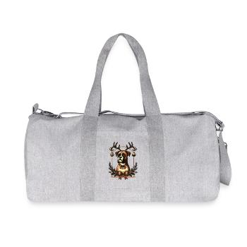Boxer Hund Mit Rentiergeweih Weihnachtlich - Recycelte Canvas-Sporttasche von Stanley/Stella - Grau meliert - Vorne