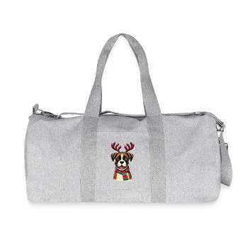 Chien de Noël avec des bois - Sac de sport en toile recyclée Stanley/Stella - gris chiné - Devant