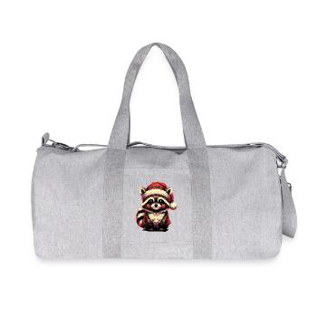 Niedlicher Weihnachts-Waschbär Mit Mütze - Recycelte Canvas-Sporttasche von Stanley/Stella - Grau meliert - Vorne