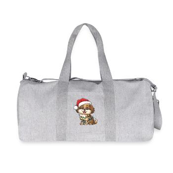 Santa Hat Christmas Dog Lights Xmas Dogs Gifts - Recycled Canvas Sports Bag by Stanley/Stella - heather grey - Front