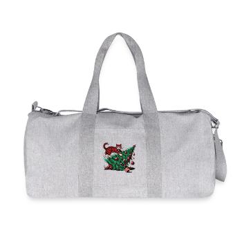 Funny Cat Christmas Retro Vintage - Recycled Canvas Sports Bag by Stanley/Stella - heather grey - Front