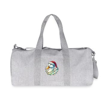 Canard drôle de Noël avec des guirlandes lumineuses - Sac de sport en toile recyclée Stanley/Stella - gris chiné - Devant