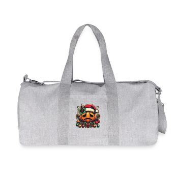 Citrouille triste avec chapeau de Père Noël - Sac de sport en toile recyclée Stanley/Stella - gris chiné - Devant
