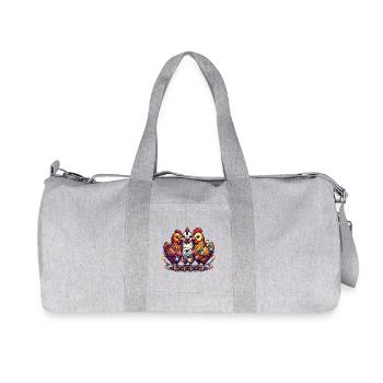 Poulets drôles de Noël avec des guirlandes lumineuses - Sac de sport en toile recyclée Stanley/Stella - gris chiné - Devant