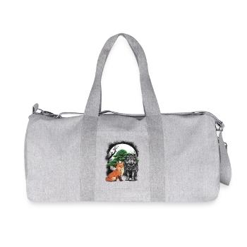 Habitants de la forêt Loup Loups Contes de fées Renard Renards Enfant - Sac de sport en toile recyclée Stanley/Stella - gris chiné - Devant