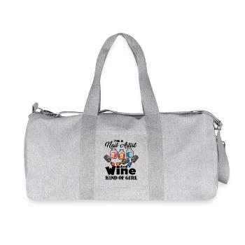 I Am A Nail Artist And Wine Kind Of Girl Shirts - Recycled Canvas Sports Bag by Stanley/Stella - heather grey - Front