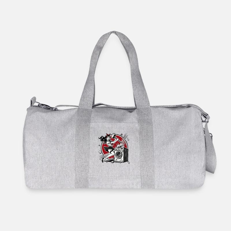 Braves Mädchen zerschlägt die Waschmaschine - Recycelte Canvas-Sporttasche von Stanley/Stella - Grau meliert