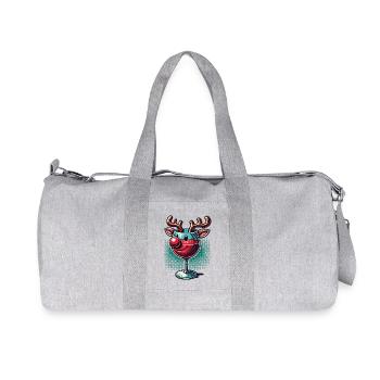 Weinglas Rentier Mit Weihnachtlichem Flair - Recycelte Canvas-Sporttasche von Stanley/Stella - Grau meliert - Vorne