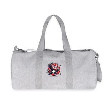 Panda roux joyeux avec signe de paix - Sac de sport en toile recyclée Stanley/Stella - gris chiné - Devant