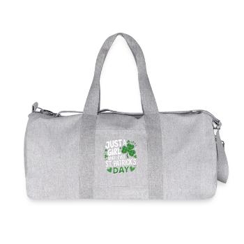Just a Girl Who Loves St. Patrick's Day Shamrock - Recycled Canvas Sports Bag by Stanley/Stella - heather grey - Front