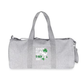 Happy St. Pat T-Rex Day Dinosaur T-Rex Shamrocks - Recycled Canvas Sports Bag by Stanley/Stella - heather grey - Front