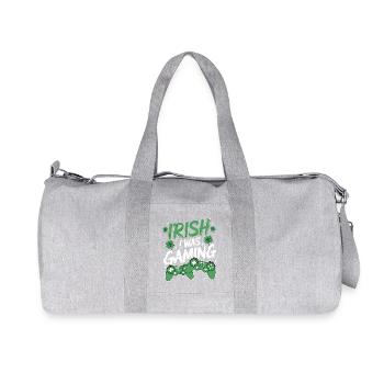 Irish I Was Gaming St Patrick's Day Gamer Men kids - Recycled Canvas Sports Bag by Stanley/Stella - heather grey - Front