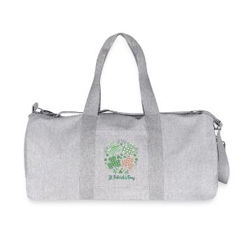 Plaid Leopard Print Shamrock St. Patrick's Day - Recycled Canvas Sports Bag by Stanley/Stella - heather grey - Front