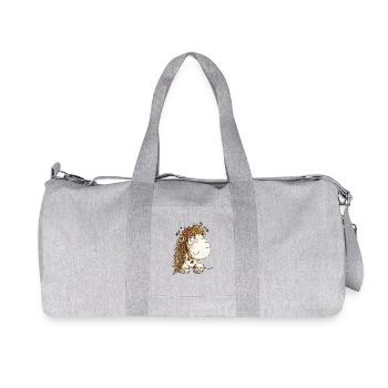 Droll Horse Floral Wreath Cartoon - Recycled Canvas Sports Bag by Stanley/Stella - heather grey - Front