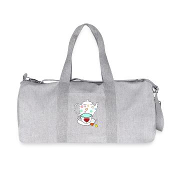 Heart Tea Teapot Valentine's Day Drinks - Recycled Canvas Sports Bag by Stanley/Stella - heather grey - Front