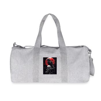 Raven Skull Moon Dark Gothic Black Crow - Recycled Canvas Sports Bag by Stanley/Stella - heather grey - Front