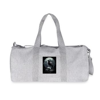 Raven Skull Moon Dark Gothic Black Crow - Recycled Canvas Sports Bag by Stanley/Stella - heather grey - Front