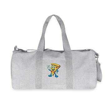 Grinsende Pizza mit Peace-Zeichen - Recycelte Canvas-Sporttasche von Stanley/Stella - Grau meliert - Vorne