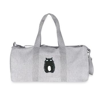 Chat de dessin animé noir avec de grands yeux - Sac de sport en toile recyclée Stanley/Stella - gris chiné - Devant