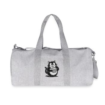 Dicke Katze mit Keks Snacks - Recycelte Canvas-Sporttasche von Stanley/Stella - Grau meliert - Vorne