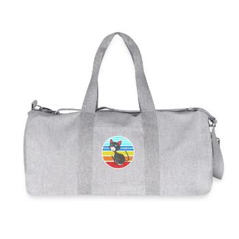 Retro Happy Cat Rainbow Vintage Cartoon Feline - Recycelte Canvas-Sporttasche von Stanley/Stella - Grau meliert - Vorne