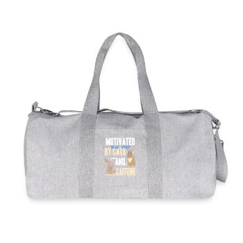 Motivated by Blue Eyed Cats and Caffeine - Recycled Canvas Sports Bag by Stanley/Stella - heather grey - Front