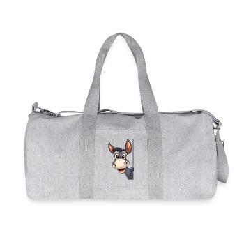 Cute donkey looking out: cartoon animal illustration - Recycled Canvas Sports Bag by Stanley/Stella - heather grey - Front