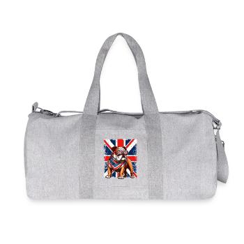 Bouledogue avec accessoires de drapeau britannique - Sac de sport en toile recyclée Stanley/Stella - gris chiné - Devant