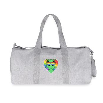 LGBTQ+ Rainbow Sci-Fi Alien with Heart and Colors - Recycled Canvas Sports Bag by Stanley/Stella - heather grey - Front
