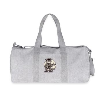 Wolf in trench coat with coffee and hat - Recycled Canvas Sports Bag by Stanley/Stella - heather grey - Front