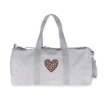 Leopard Herzmuster - Recycelte Canvas-Sporttasche von Stanley/Stella - Grau meliert - Vorne