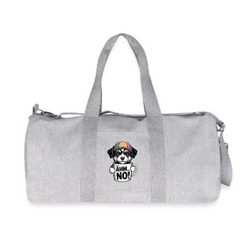 Cute dog with cap and cup - Recycled Canvas Sports Bag by Stanley/Stella - heather grey - Front