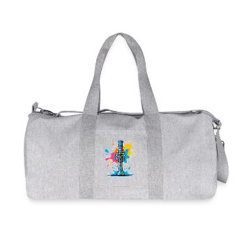 Vivid clarinet illustration color splashes - Recycled Canvas Sports Bag by Stanley/Stella - heather grey - Front