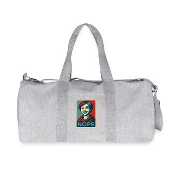 a girl and a  humorous NOPE poster message - Recycled Canvas Sports Bag by Stanley/Stella - heather grey - Front