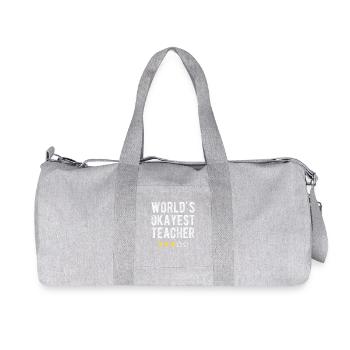 World's Okayest Teacher Funny Teacher Saying - Recycled Canvas Sports Bag by Stanley/Stella - heather grey - Front