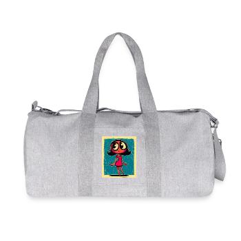 Fille de dessin animé ludique sur fond coloré - Sac de sport en toile recyclée Stanley/Stella - gris chiné - Devant