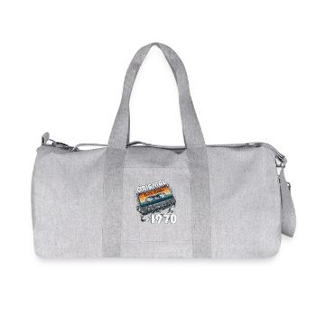55th Birthday Cassette October Year 1970 - Recycled Canvas Sports Bag by Stanley/Stella - heather grey - Front